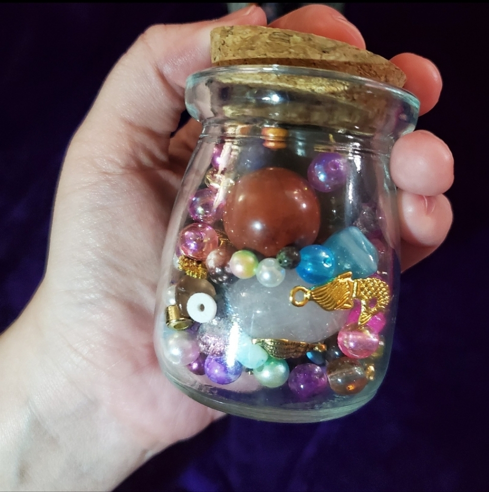 Witchy Beads and Charms - 5 oz Bottle with Tarot Cards - Picture 2 of 5